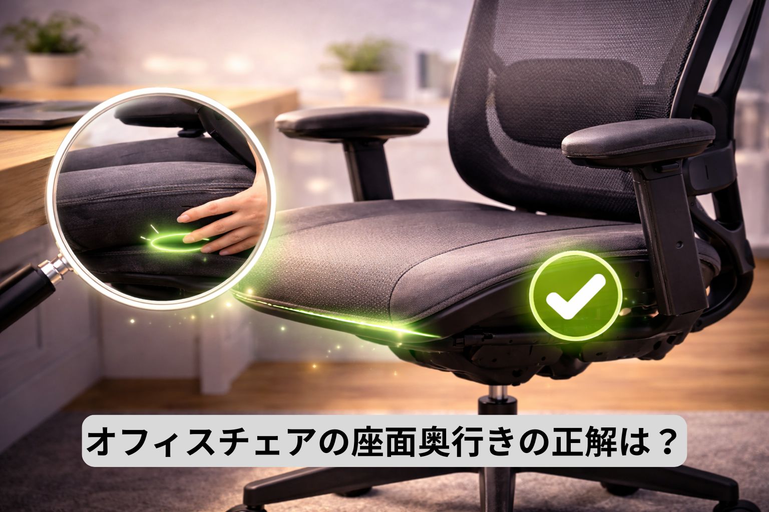 オフィスチェア　座面奥行き